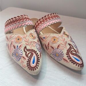 Embroidered Floral Women's Mules